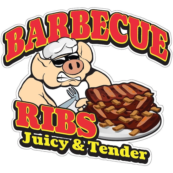 Barbecue Ribs Decal Concession Stand Food Truck Sticker, 24" x 10", D-DC-24 Barbecue Ribs19